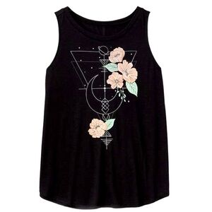 Torrid Black Geo Floral Slub Crew Tank Size 1